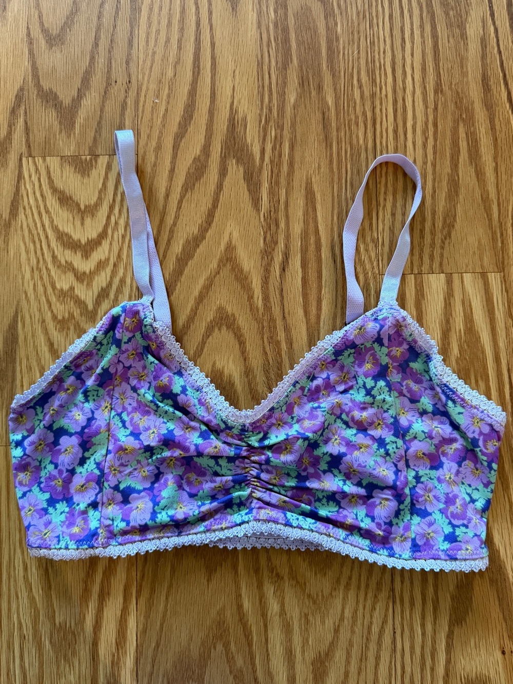 Spell Wildflower Purple Floral Lace-Trim Bralette, Small